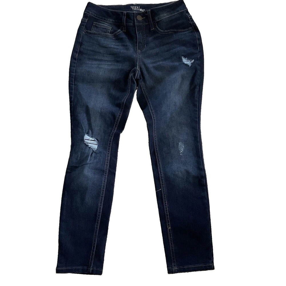 Time And Tru Skinny Jeans Women’s Dark Wash Distressed 10P